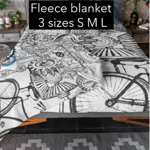 Blauwe grijze witte tandwielen Steampunk Boys Deco Fleece Deken