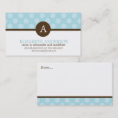 Blauwe grillige polka dots patroon monogram contactkaartje (Voorkant / Achterkant)