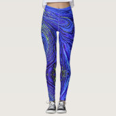 Blauwe groene Abstracte Leggings (Voorkant)