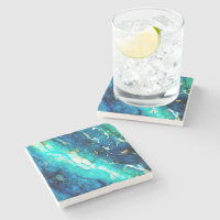 Blauwe groene alcohol Ink Marble Modern Art
