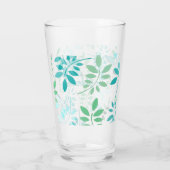 Blauwe groene bladeren glas (Achterkant)