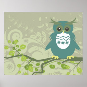 Blauwe groene boomkor op boomarm poster