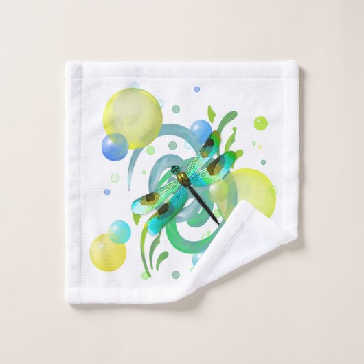 Blauwe groene dragonfly bad handdoek (Wasdoekje)