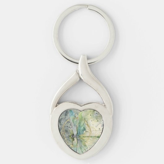 Blauwe groene dragonfly sleutelhanger (Voorkant)