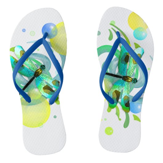 Blauwe groene dragonfly-Teenslippers Teenslippers (Voetbed)