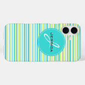 Blauwe groene eenvoudige elegant Stripes Monogram Case-Mate iPhone Case (Achterkant (horizontaal))