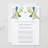 Blauwe groene en gele vogels uitnodiging (Voorkant)