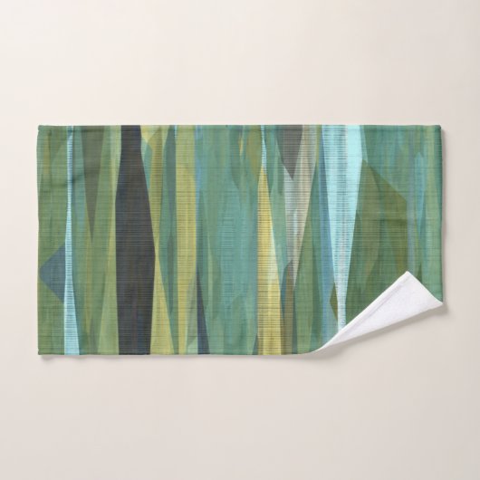 Blauwe groene en grijze moderne kunst bad handdoek (Handdoek)