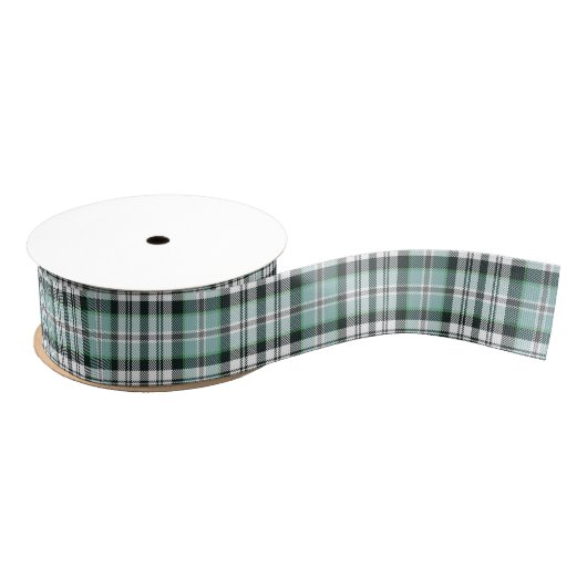 Blauwe groene en grijze tartan Print Grosgrain Lint (Spoel)