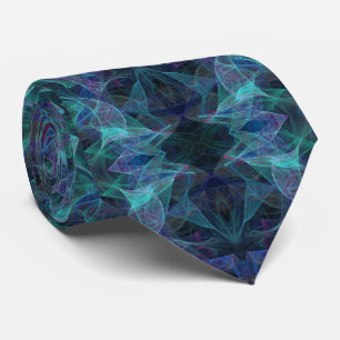 Blauwe, Groene en Zwarte Abstracte Fractal Stropdas
