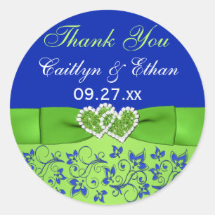 Blauwe, groene Floral, hartenbruiloft voor Sticker