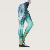 Blauwe groene Floral Leggings (Rechts)