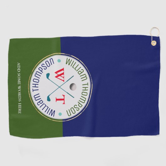 Blauwe Groene golf-speler Golfhanddoek (Horizontaal)