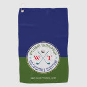 Blauwe Groene golf-speler Golfhanddoek (Voorkant)