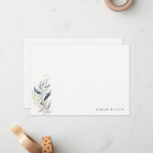 Blauwe groene goudmakerij notitiekaartje (Voorkant / Achterkant in situ)