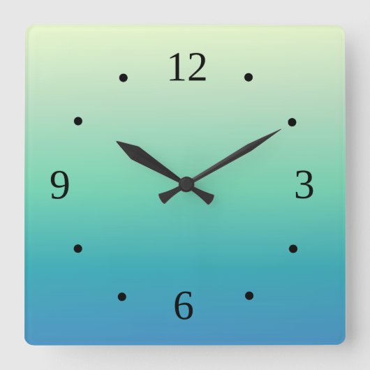 Blauwe groene gradiënt Minimale kustlijn Vierkante Klok (Voorkant)