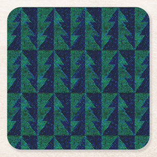 Blauwe, groene kerstbomen. Kerstmis  Vierkante Kartonnen Onderzetter