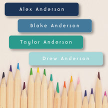 Blauwe groene kleurloze kleefetiketten van Kind