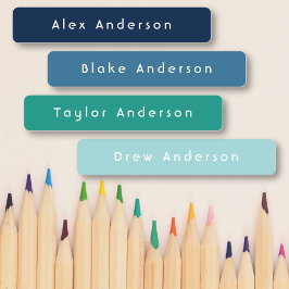 Blauwe groene kleurloze kleefetiketten van Kind Labels