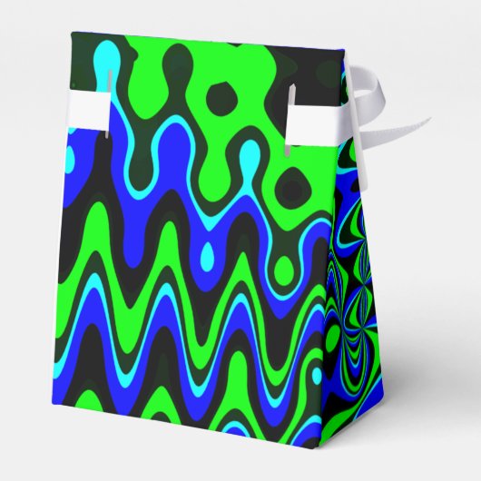 Blauwe & Groene Kleurrijke Psychedelische Tent Fav Bedankdoosjes (Achterkant)