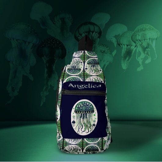 Blauwe groene kwal sling bag