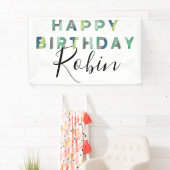 Blauwe groene letters Eenvoudige persoonlijke verj Spandoek (Insitu)