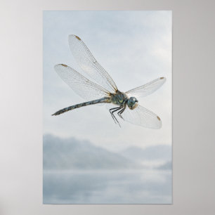 Blauwe Groene Libel in Vlucht Minimaal Natuur Beha Poster