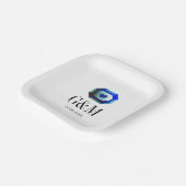 Blauwe groene marinedruksteen papieren bordje (Gebogen)