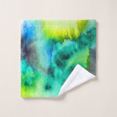 Blauwe groene marmer-kleurstof waterverf bad handdoek (Wasdoekje)