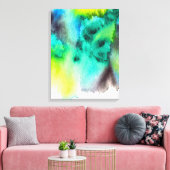 Blauwe groene marmer-kleurstof waterverf canvas afdruk (Insitu (Woonkamer))