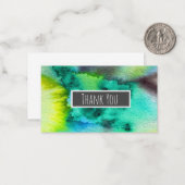 Blauwe groene marmer waterverf notitiekaartje (Voorkant / Achterkant in situ)