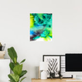 Blauwe groene marmer waterverf poster (Thuiskantoor)