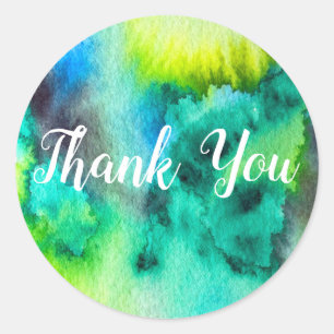 Blauwe groene marmer waterverf ronde sticker