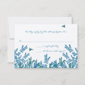 Blauwe groene meadow Bumble bee Wedding RSVP (Achterkant)