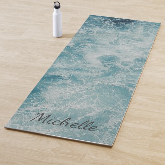 Blauwe Groene Oceaan Zomer Beach Waves Custom Yogamat (In situ)
