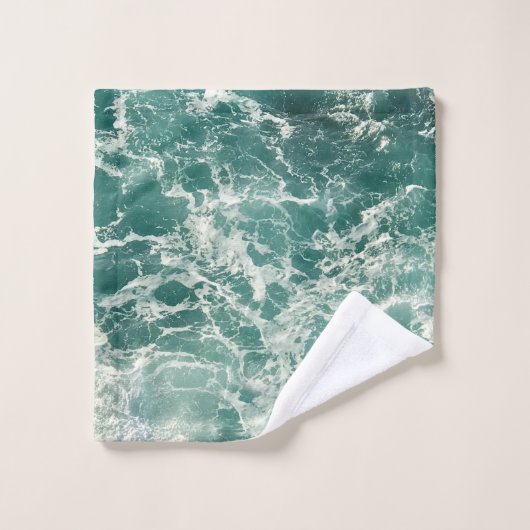 Blauwe groene oceaangolven bad handdoek (Wasdoekje)