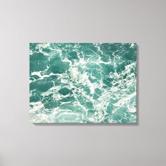 Blauwe groene oceaangolven canvas afdruk (Voorkant)