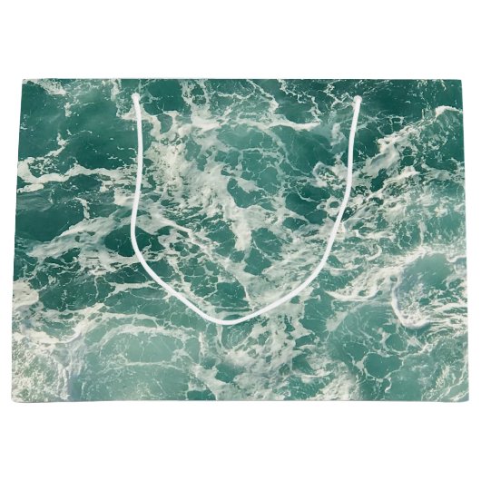 Blauwe groene oceaangolven groot cadeauzakje (Voorkant)