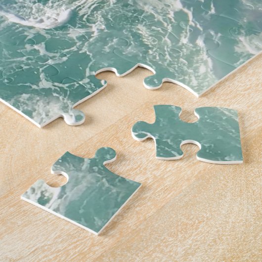 Blauwe groene oceaangolven legpuzzel (Zijkant)
