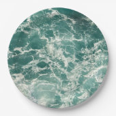 Blauwe groene oceaangolven papieren bordje (Voorkant)