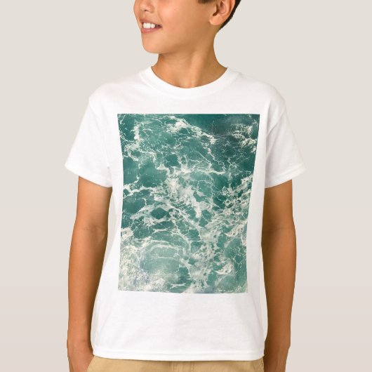 Blauwe groene oceaangolven t-shirt (Voorkant)