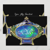 BLAUWE GROENE OPALEN, ART NOUVEAU GOUDEN JEWEL INI KAART (Voorkant / Achterkant)