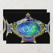 BLAUWE GROENE OPALEN, ART NOUVEAU GOUDEN SIERADEN  KAART (Voorkant / Achterkant)