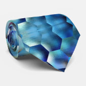 blauwe groene paarse abstracte honingraat stropdas (Opgerold)