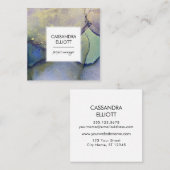 Blauwe, groene, Paarse en gouden Abstracte vloeien Vierkante Visitekaartje (Voorkant / Achterkant)