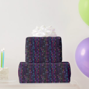 Blauwe, groene, paarse, roze vierkanten met strepe cadeaupapier