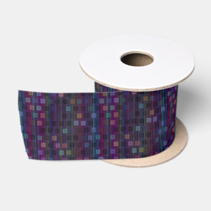 Blauwe, groene, paarse, roze vierkanten met strepe lint
