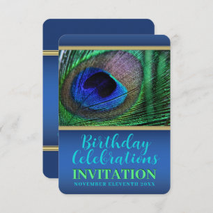 Blauwe groene Peacock-veerster 30e verjaardag Kaart