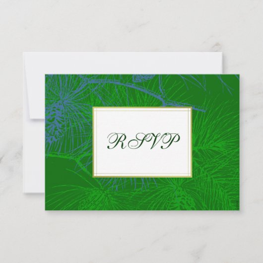 Blauwe Groene Pine Custom RSVP-kaarten RSVP Kaartje (Voorkant)