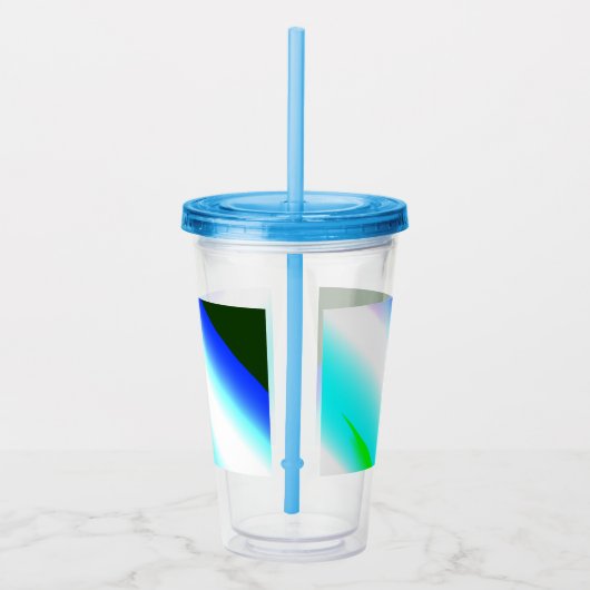 Blauwe groene regenboog abstracte textuurkunst t acryl drinkbeker (Rechts)